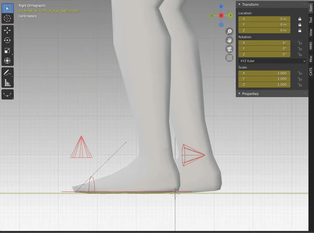The toe tip roll only rotates in positive X.