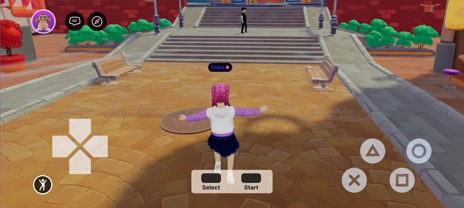 A retro-style gamepad assembled from custom UI elements, each wired to an input action